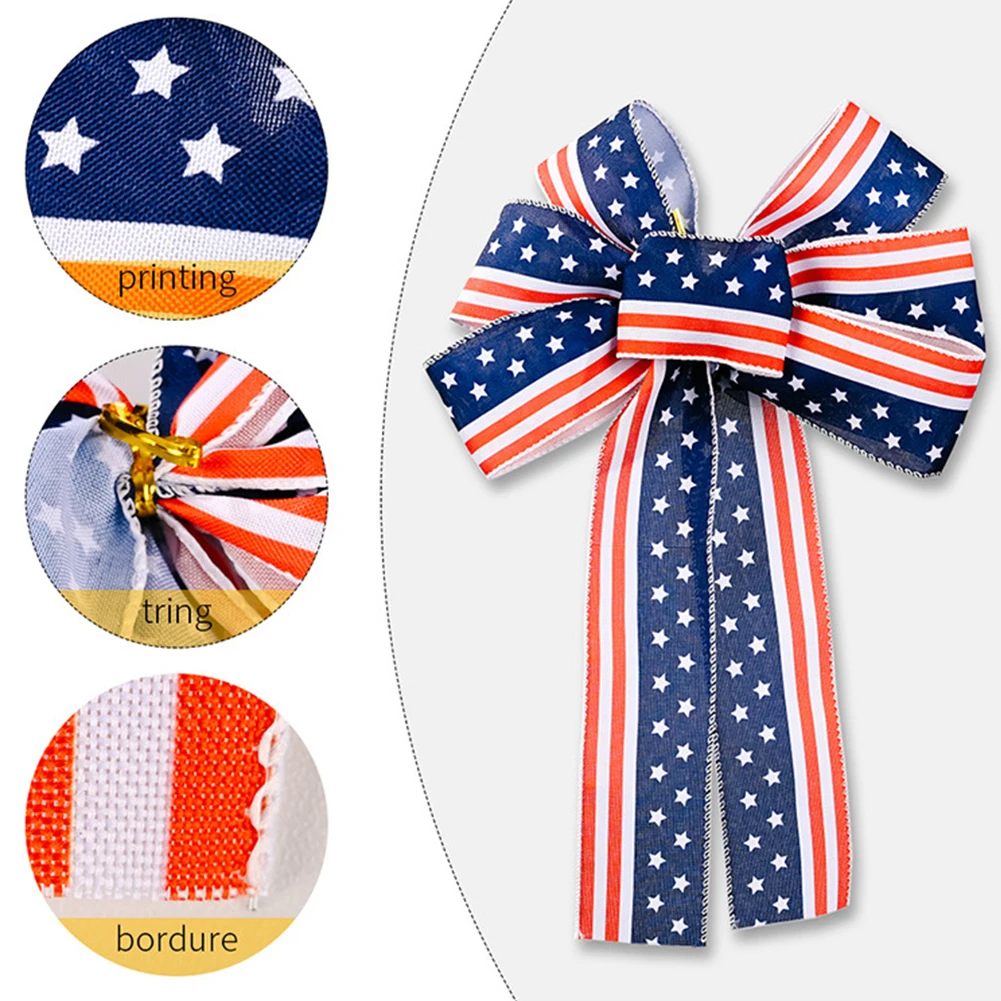 

Independence Day Large Patriotic Wreath Imitation Hemp Ribbon Bow Pendant Decor