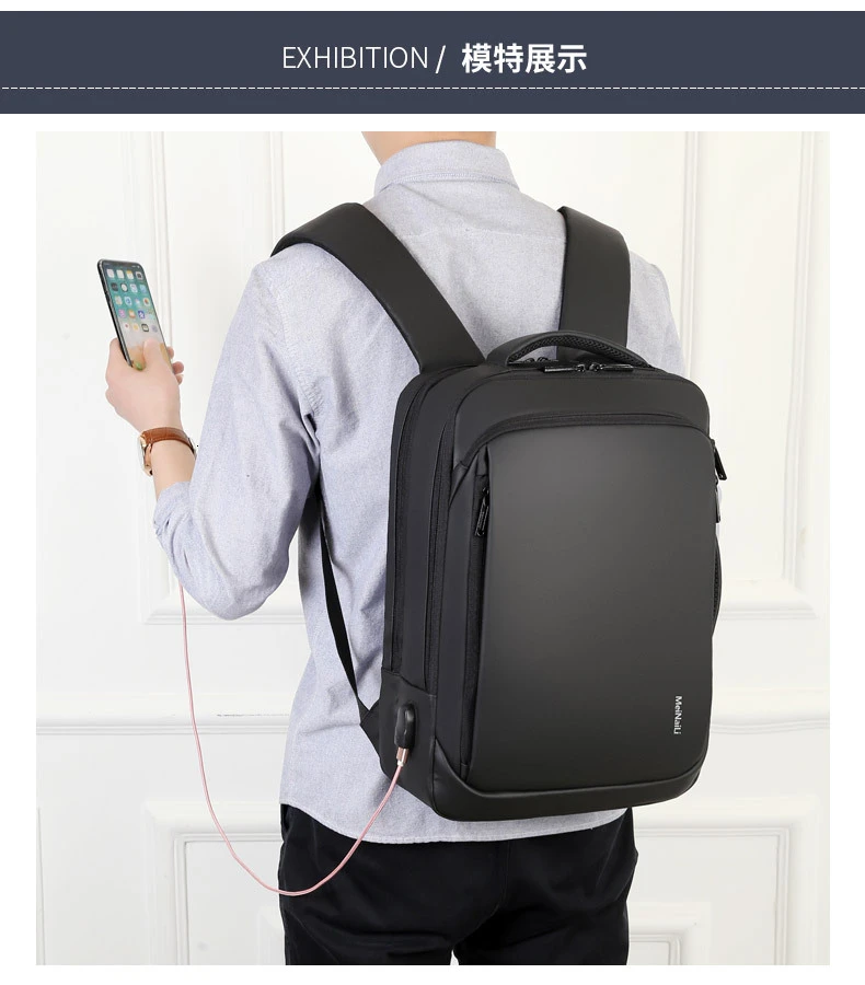 Брендовый рюкзак для ноутбука, мужские рюкзаки, бизнес ноутбук, Mochila, водонепроницаемый рюкзак, зарядка через usb, сумки для путешествий, ZL159