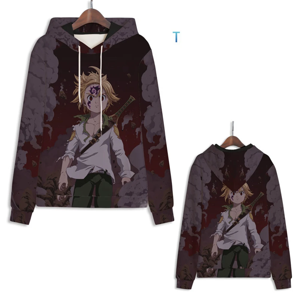

Повседневные худи с 3D-принтом аниме «Семь смертных грехов», женская уличная одежда на молнии для подростков, куртка для девочек, пальто с ка...