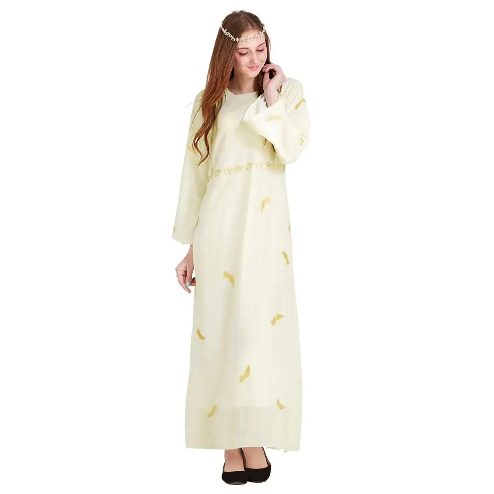 2019 Elegant Beautiful Muslim Turkey Islamic Women Maxi Skirt Bangladesh Dubai Abaya Feather Hot Stamping Chiffon Robes | Тематическая