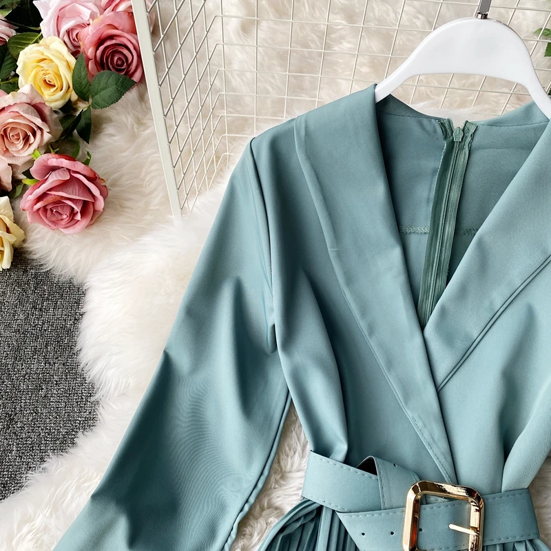 

Spring Women Formal Jumpsuits Long Sleeves Solid Romper Waistband V-neck Jumpsuits Urban Ladies Loose Leg Pants Suits Overalls