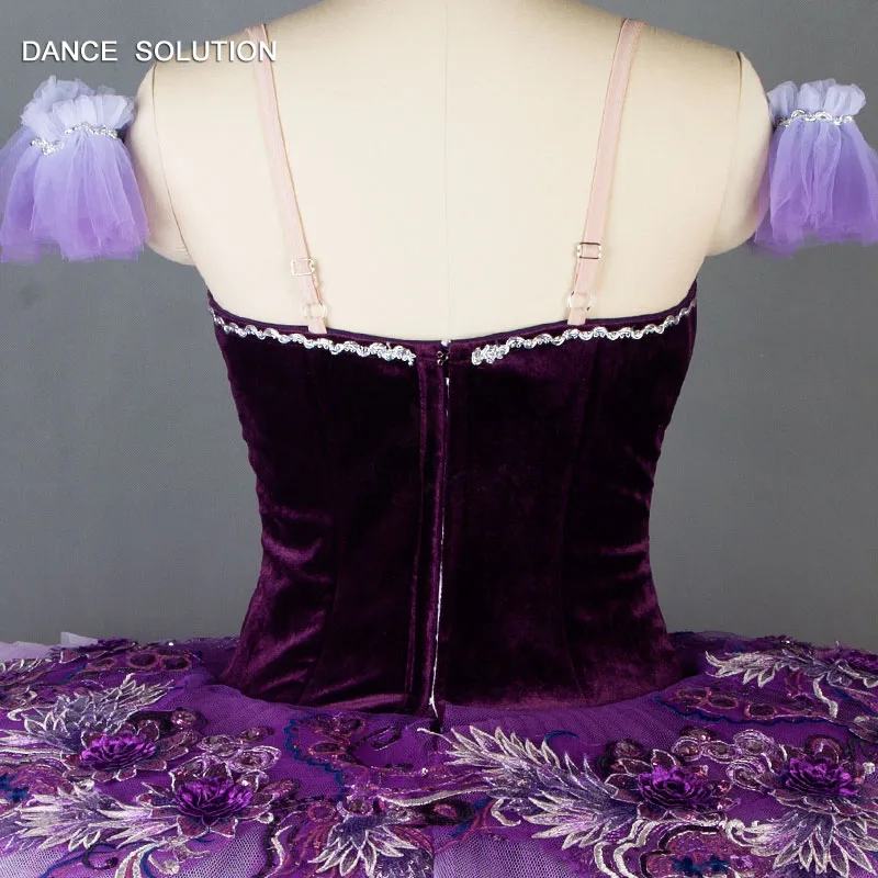 Лиловый бархатный лиф жесткая Тюлевая юбка профессиональная пачка для блинчиков