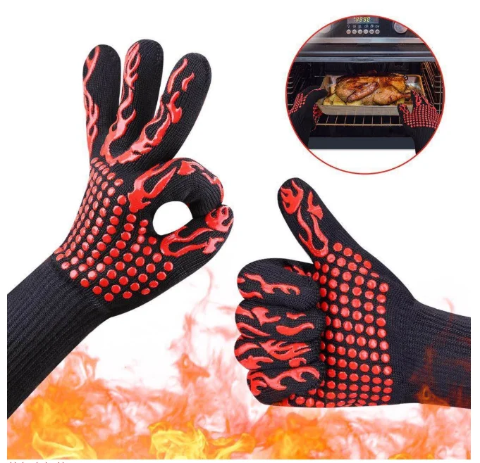 

1Pcs/1Pair Kitchen Fireproof Gloves Heat Resistant Thick Silicone Cooking Baking Barbecue Oven Gloves BBQ Grill Mittens