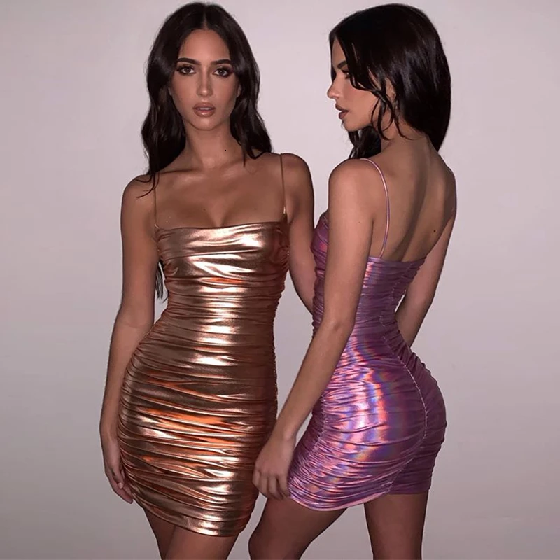 Женское короткое плиссированное платье COSYGAL вечерние Клубные платья на тонких