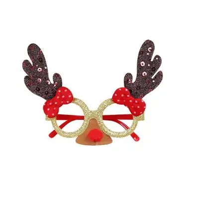 large brown antlers Рождественские украшения для взрослых и детей, праздничные игрушки Санта снеговик, рога, очки, праздничное украшение - Цвет: large brown antlers