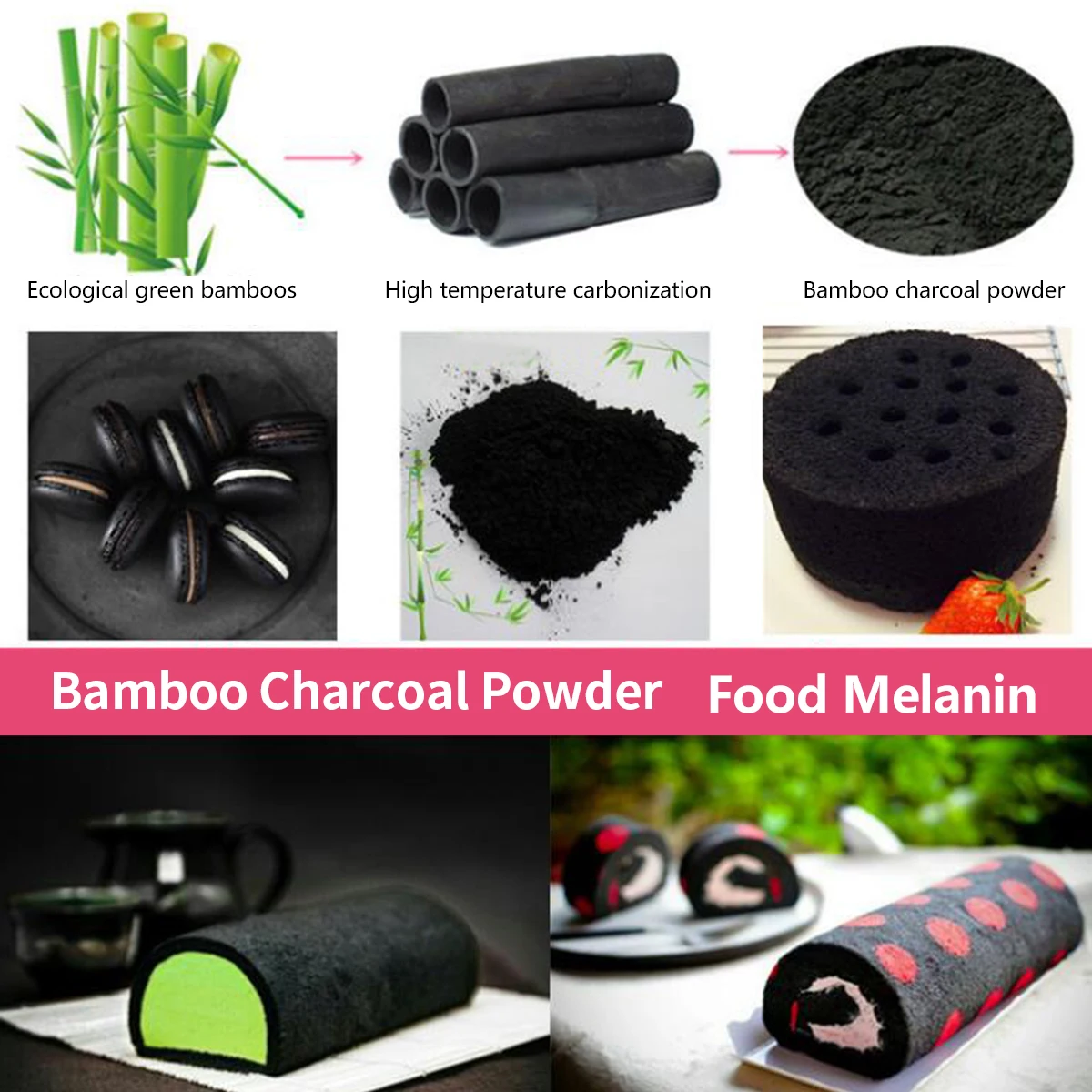 

20g Black Bamboo Charcoal Edible Activated Carbon Powder Macarone Cake Bake