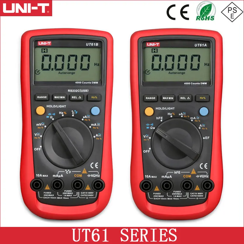 

UNI-T UT-61A UT61B UT61C UT61D UT61E Auto Manual Ranging Modern Digital Multimeter AC DC ohmmeter ammeter Meter