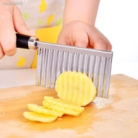 1 pcs potato chip crinkle wavy edged knife potato slicer cutting peeler stainless steel kitchen gadget cooking tool accessories