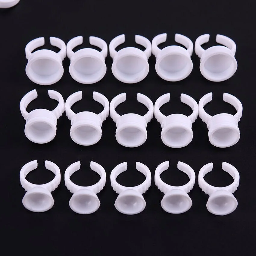 

New Makeup Sets Encrypted eyelashes 100 GLUE RINGS EYELASH EXTENSION FINGER INK HOLDERS