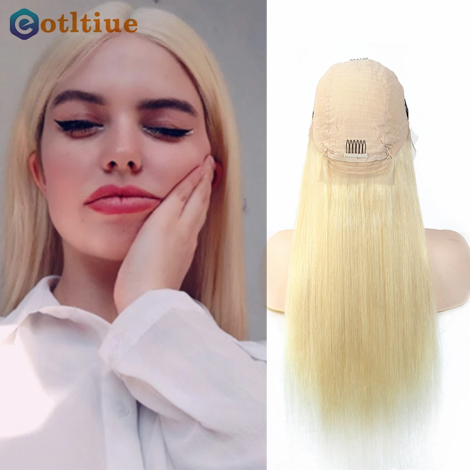 

Eotлтиue #613 прямые Медово-Светлые передние парики из человеческих волос, бразильские человеческие волосы, предварительно выщипанные, Remy 150% пл...