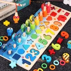 Монтессори Развивающие деревянные детские игрушки детские Раннее Обучение математике занят доска пазл рыбалка игрушка для счета для От 1 до 3 лет дошкольного возраста мальчик