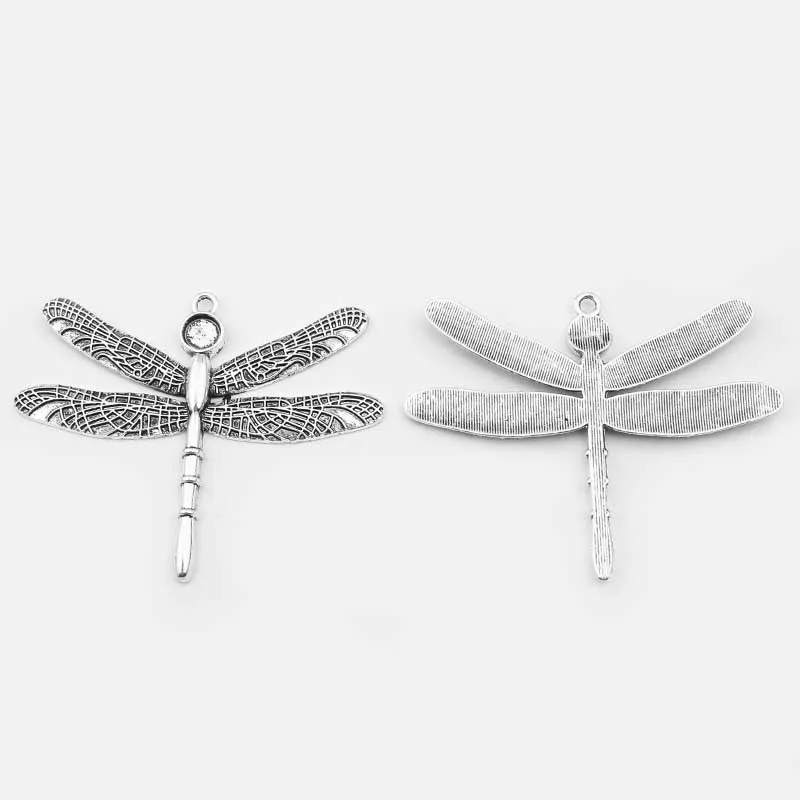 2 шт. состаренные Серебряные Подвески Подвеска стрекоза 8 мм Пустой Кабошон