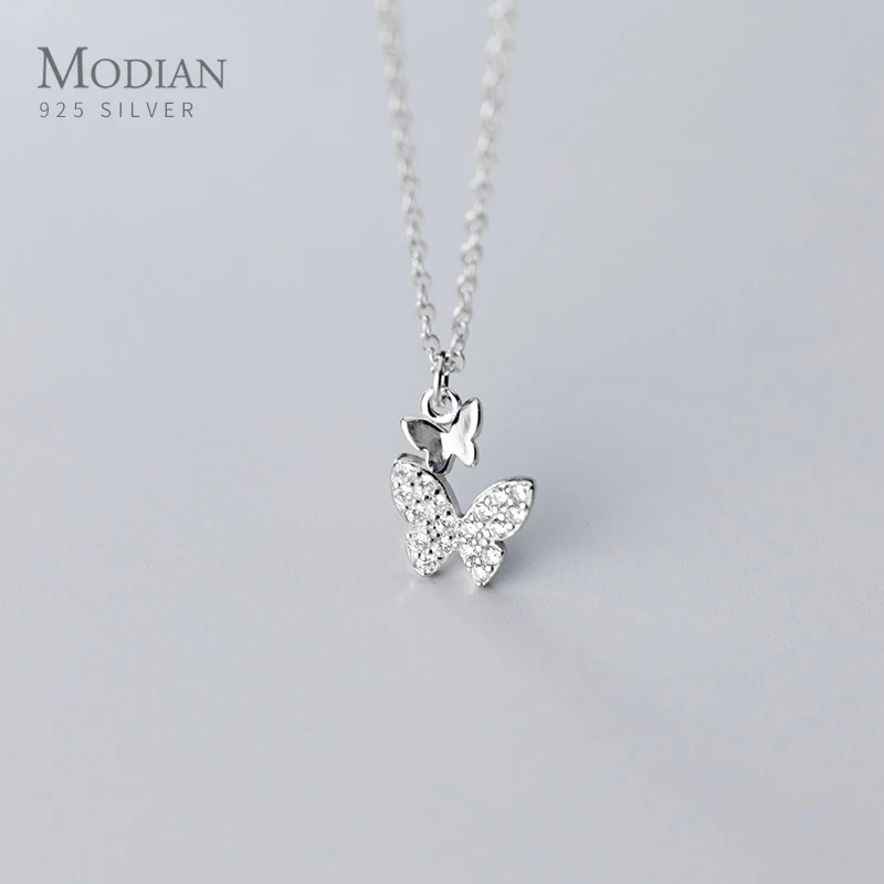 MODIAN 925 стерлингового серебра насекомых регулируемое ожерелье для женщин Сияющий