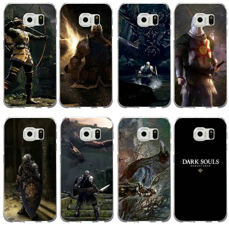 Soft TPU Clear Phone Cases for Samsung Galaxy S2 S3 S4 S5 Mini S6 S7 Edge S8 S9 S10 Plus Lite Note 8 9 Dark Souls Games Art |