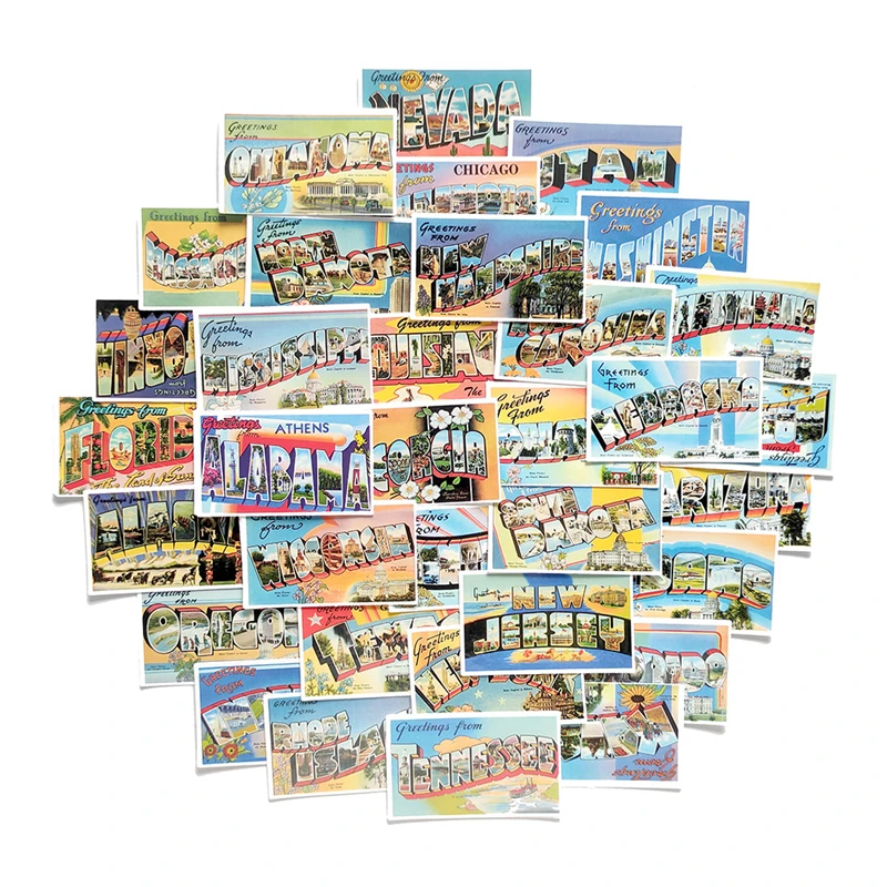 

50pcs American retro style Cartoon scrapbooking Stickers packs Waterproof Skateboard Suitcase Guitar Graffiti pasters Kid Toy