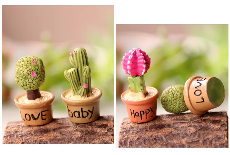 

7PCS/Lots Cute Simulation Cactus Succulents Prickly Pear Potted Plant Micro Home Garden Office Desktop Landscape Decoration Toys
