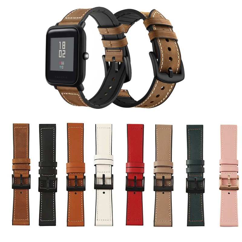 

20mm Leather Watch Band Strap for Huami Amazfit Bip U S lite 1S Replacement Correa Wrist band for Amazfit GTS 2 2e mini strap