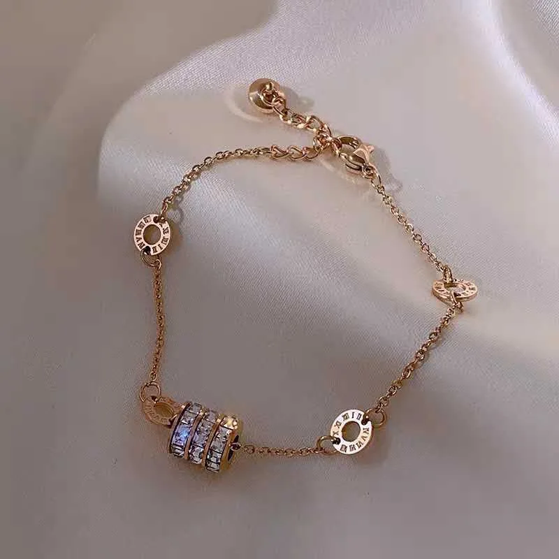 

Titanium Steel Female Bracelet Fashion Jewelry Zircon Fastness Hand Wrist Fine Accessories Beauty Cuff Ornament For Women