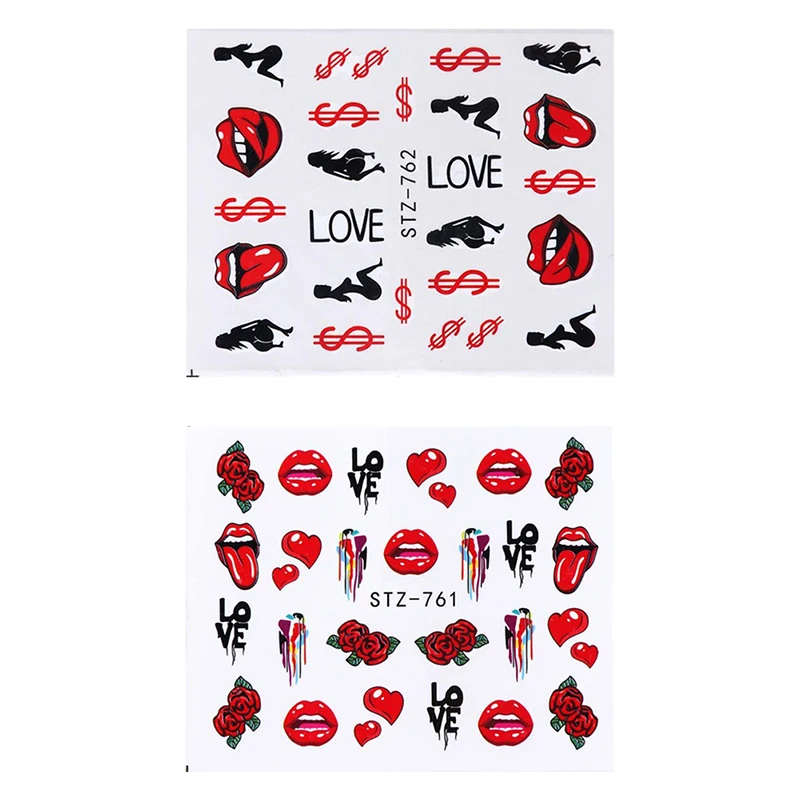 1 лист переводных наклеек для ногтей переводные наклейки сексуальные губы язык