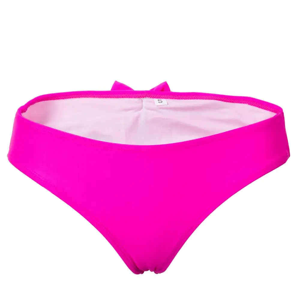 Rose Red Бразильские пляжные шорты для женщин V стринги Cheeky бант из Рюш Бикини Низ Купальники Пляжная одежда шорты только - Цвет: Rose Red
