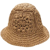 childrens straw hat boys and girls outdoor sun shading and sun proof straw woven pot hat
