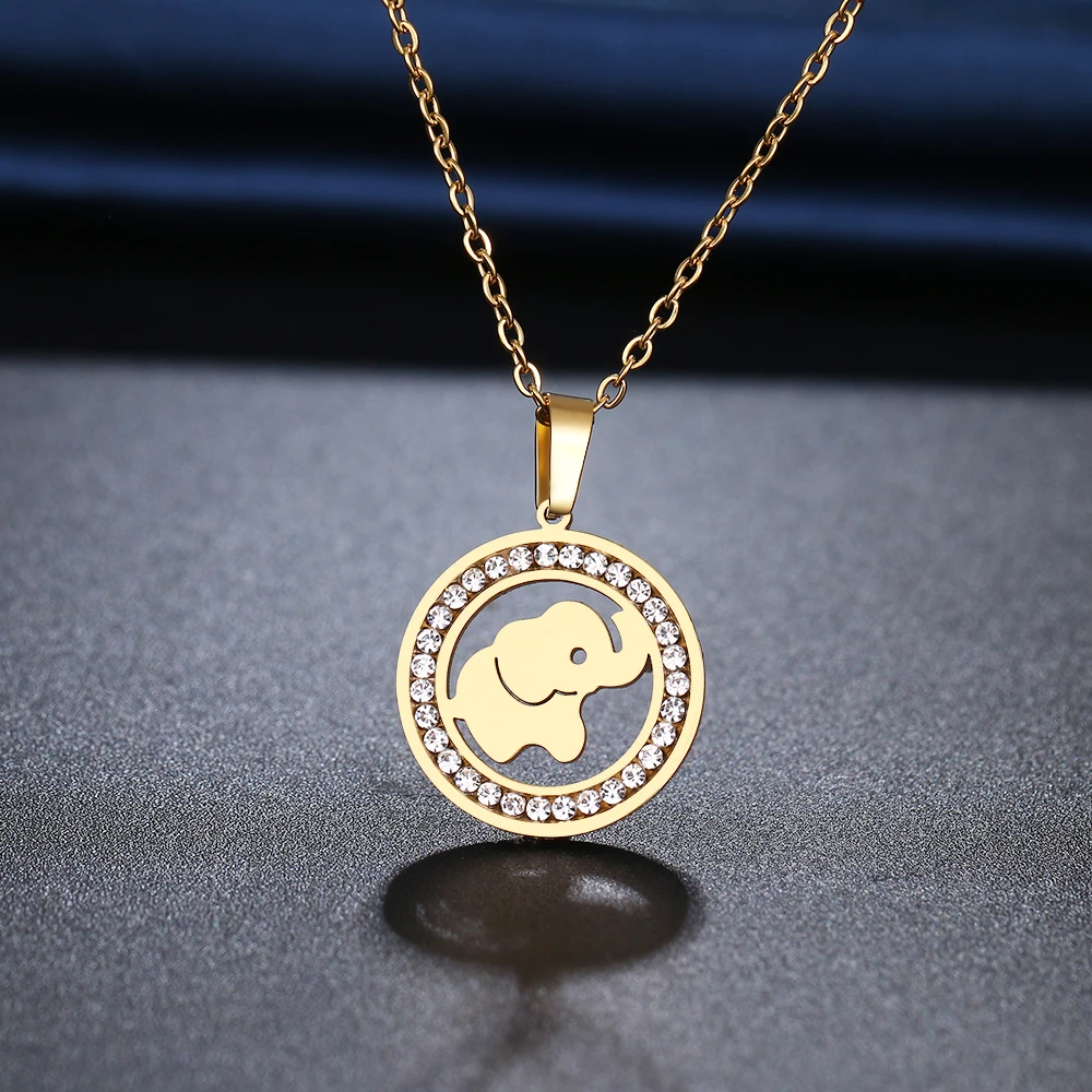 Ожерелье CACANA из нержавеющей стали 316L с мультяшным слоном, ожерелья со стразами для женщин, подарки на свадьбу, Детский день