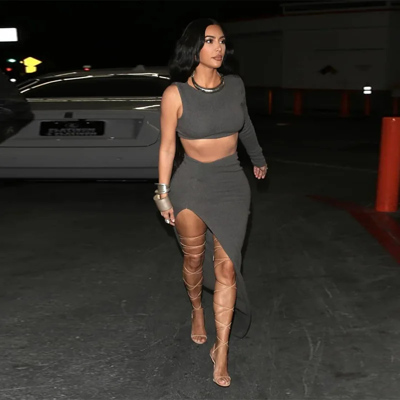 

DSMTRC асимметричный дизайн с круглым вырезом и разрезом, пикантный облегающий крой, подходит для уличной фотосъемки горячих женщин, летний, и...