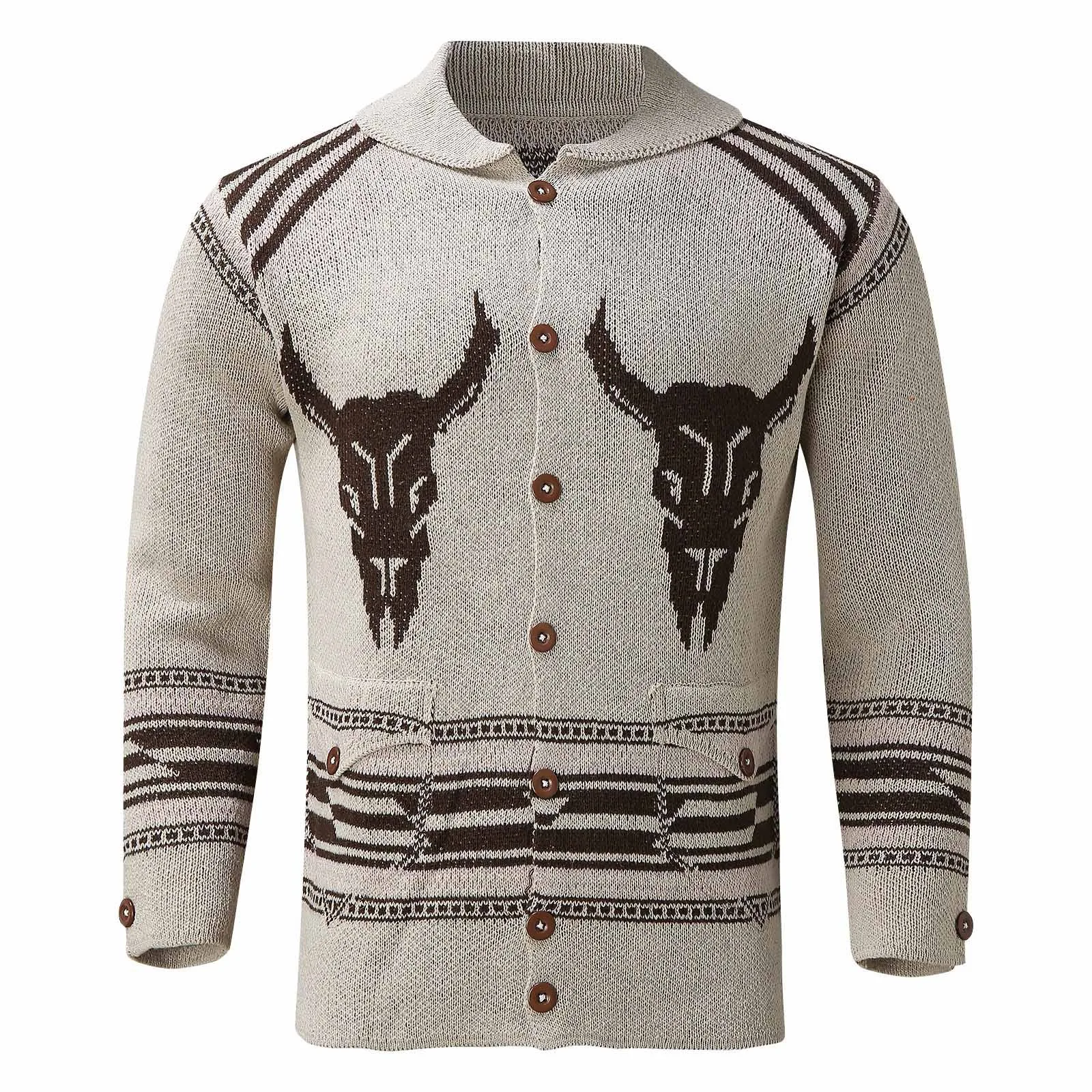 

2021 Men Thick Warm Jacket Coat Sweater Coat Overcoat Long Sleeve Coat Color Block Autumn Winter Warm Plush Sweater Coat