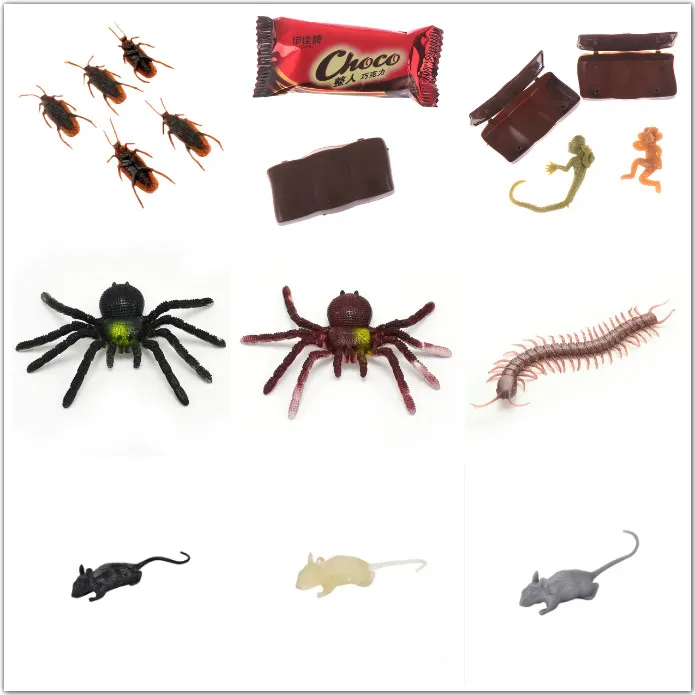 

Halloween Haunted House Funny Spoof Soft Rubber Toy Simulation Fashion Centipede Spider Rat Roach False Novelty Fun Toys