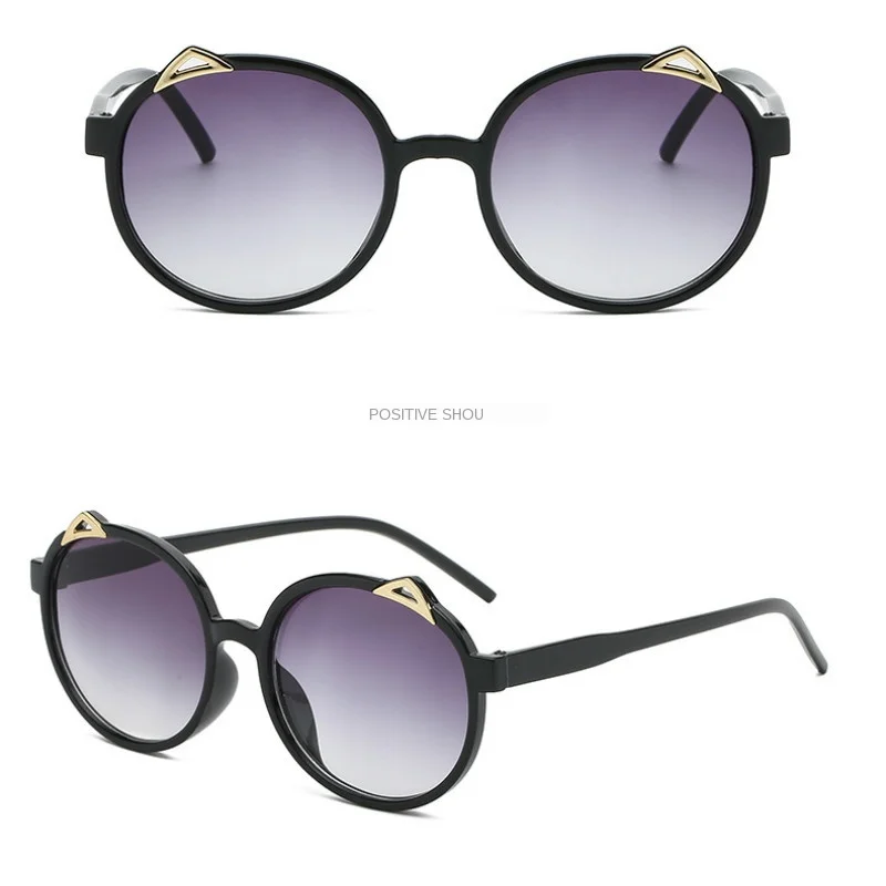 

Round Frame Kitten Ear Glasses Girl Cute Transparent Cartoon Kids Sunglasses Boy Fashion Trend Children's Sunglasses UV400 Lens