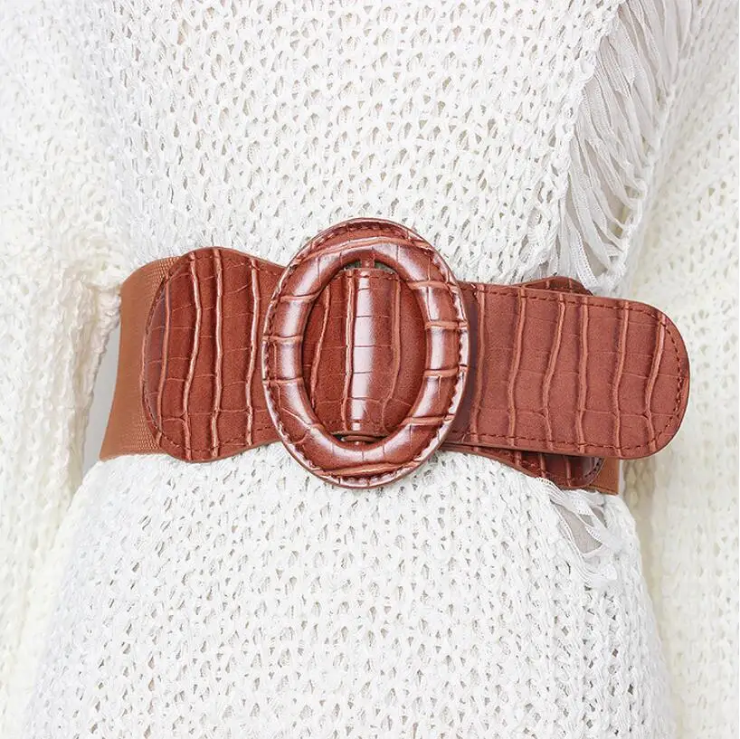 

Women's runway fashion elastic pu leather Cummerbunds female Dress Corsets Waistband Belts decoration wide belt R1991