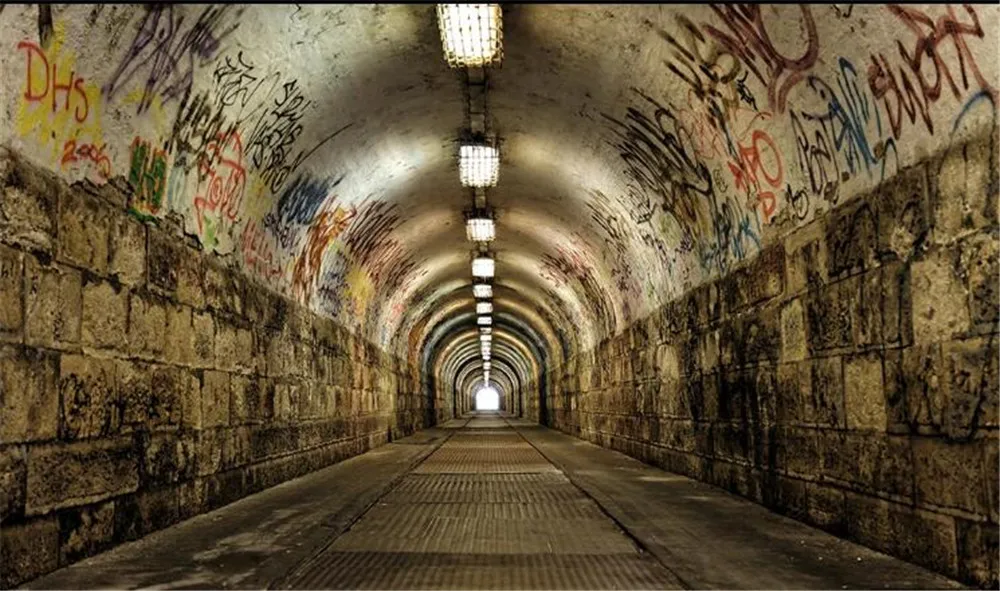 

Milofi custom 3D wallpaper mural graffiti tunnel three-dimensional tooling background wallpaper mural