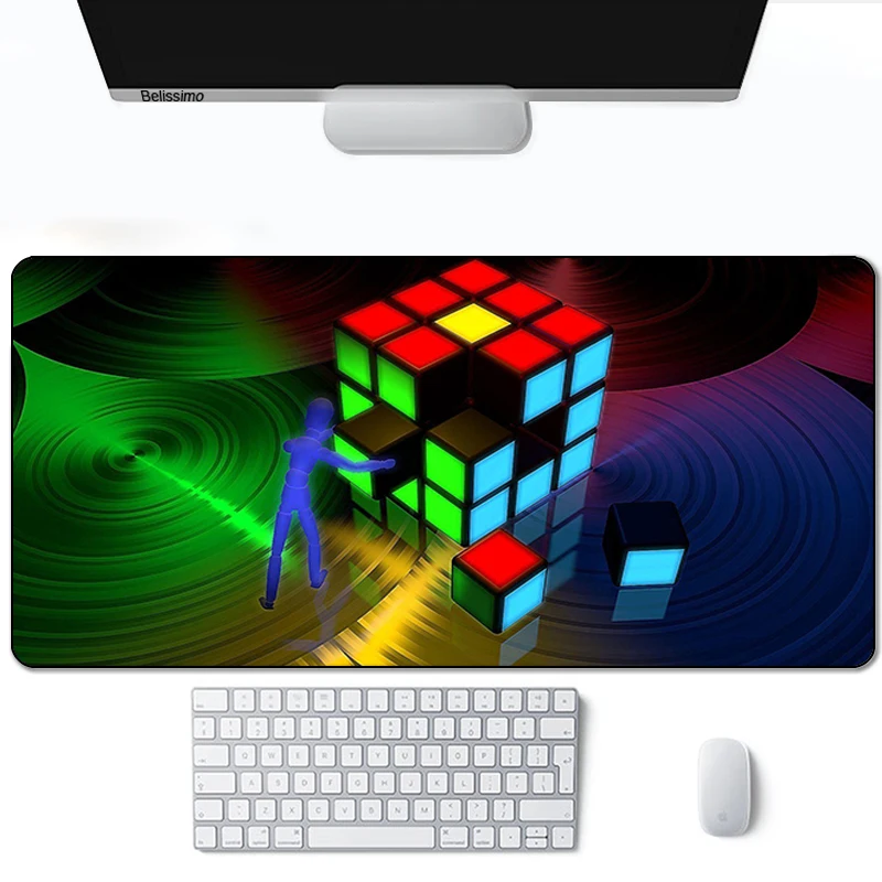 

Игровой коврик для мыши 900x400, большой коврик для мыши с кубиком Рубика, коврик для мыши и клавиатуры для ноутбука, Настольный коврик