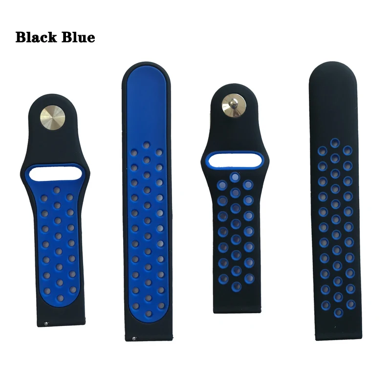 Black Blue 20 мм силиконовый ремешок, аксессуары для умных часов, спортивный умный браслет с силиконовым ремешком, ремешок для фитнеса, умный ремешок - Цвет: Black Blue