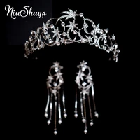 niushuya romantic meteor star crystal wedding tiara crown bride rhinestone headband jewelry hair accessories