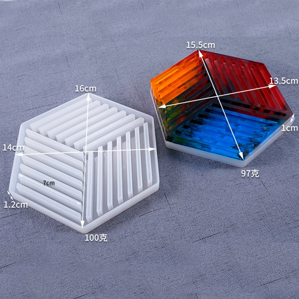 Горячая продажа Coaster бетонная силиконовая форма алмазная полосатая дизайн DIY