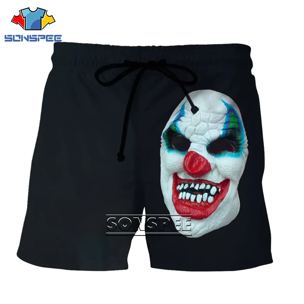 

SONSPEE 3D Clown Face Print Outer Wear Beach Pants Summer Men's Casual Trend Loose Shorts Fashion Custom Printed Shorts