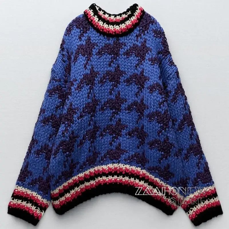 

Новинка 2021, осенне-зимние свитера ZAAHONEW, женские толстые теплые вязаные пуловеры, Женский Повседневный жаккардовый джемпер