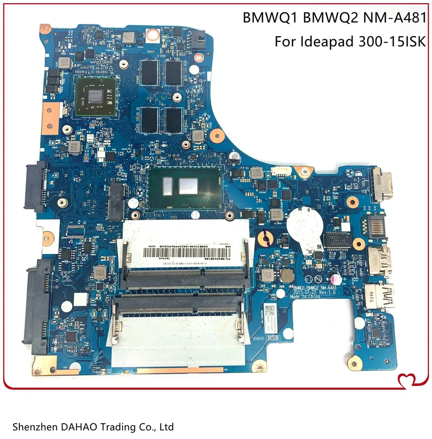 BMWQ1 BMWQ2 NM A481 для Lenovo Ideapad 300 15ISK материнская плата портативного компьютера с I3 6100U