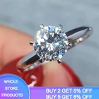 YANHUI стерлингового серебра 925, ювелирные изделия из драгоценных металлов, украшения для невесты из белого золота 18 карат Цвет Свадебные Кольца для женщин к Рождеству 8 мм 2ct Сона кольцо с бриллиантом