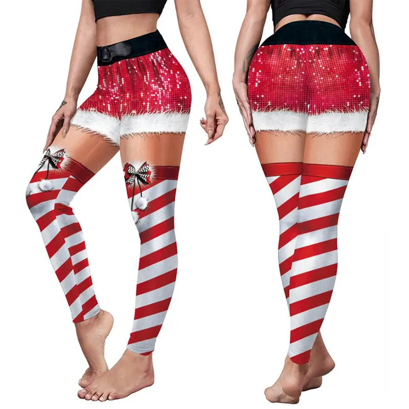 

Женские леггинсы с забавным 3D принтом, праздничные леггинсы с пуш-ап, облегающие леггинсы до щиколотки с завышенной талией для фитнеса