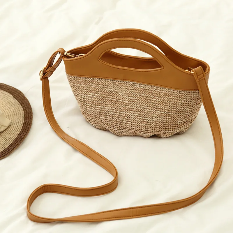 

Handmade Woven Shell Bags Shopper bag Vintage Shell Straw Bags Female Fashion Shoulder Beach Summer Handbags For Women