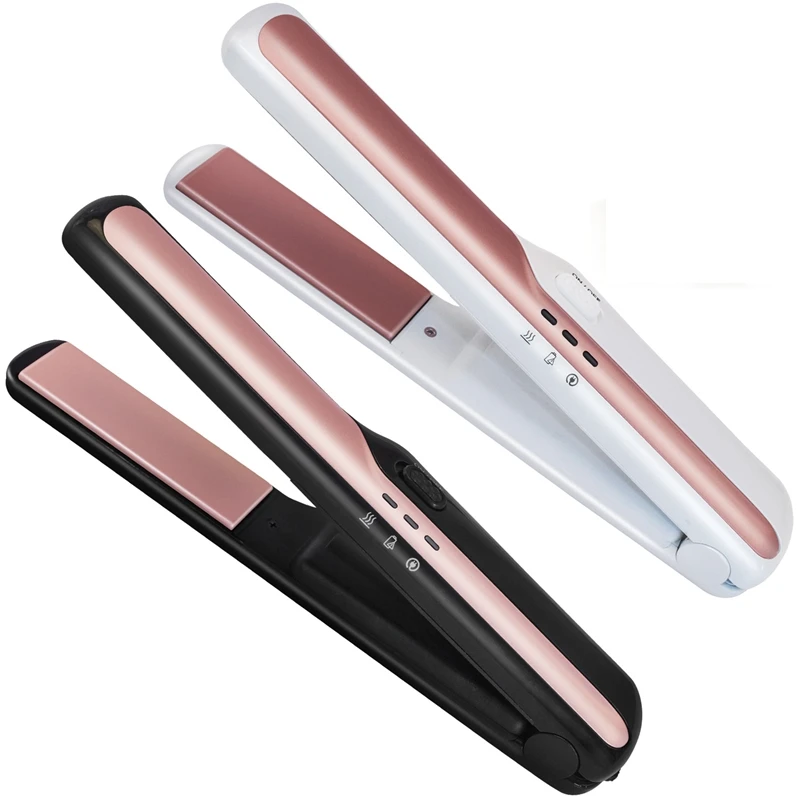 

Gold Wireless Straightener Irons Mini Cordless Travel Hair Straightener 2 in 1 Hair Curler &Straightening USB Portable Flat Iron