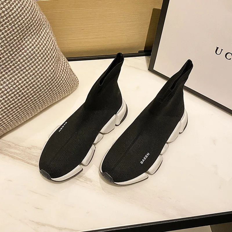 

Women Black Sneakers Ladies Sock Shoes Girls High Top Sport Sneakers Female Brand Chunky Sneakers Slip On Casual Shoes Trainers