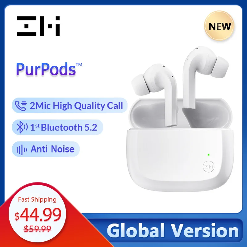 

Global Version ZMI PurPods True Wireless Earphones World's 1st Bluetooth 5.2 2Mic Anti Noise Waterproof In Ear Sports