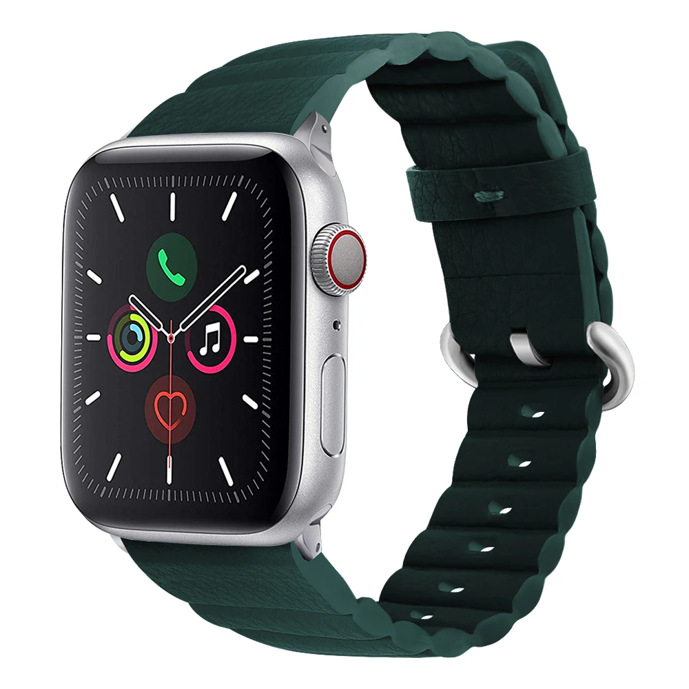Ремешок для часов Apple Watch 42 мм 38 мм 40 мм 44 мм ремешок из натуральной кожи для iWatch серии 5 4 3 2 1 - Цвет ремешка: B-pine green