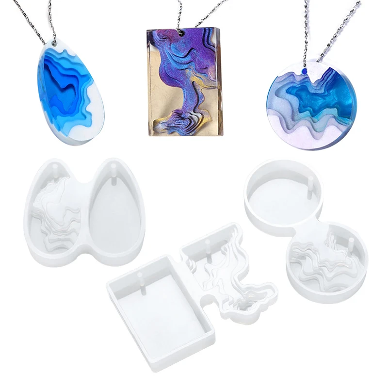 

1PCS Crystal Handmade DIY Epoxy Resin Mold Round Water Drop Step Field Island Pendant
