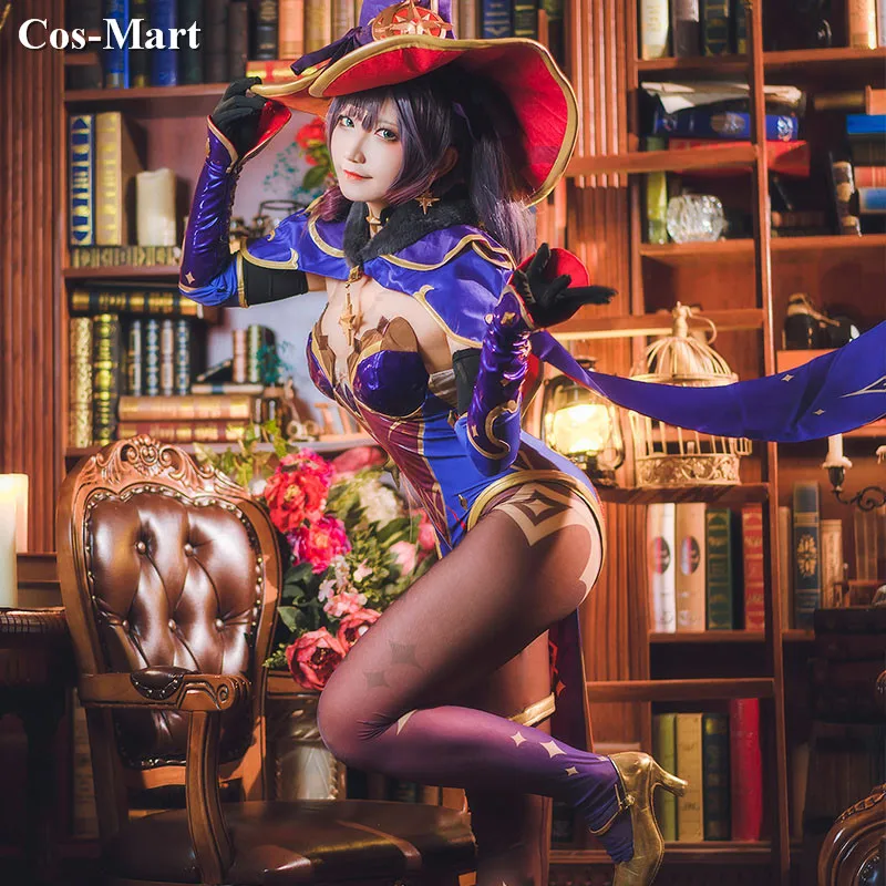 

New Style Game Genshin Impact Mona Cosplay Costume Magician Jumpsuts Combat Uniform Female Halloween Party Role Play Clothing
