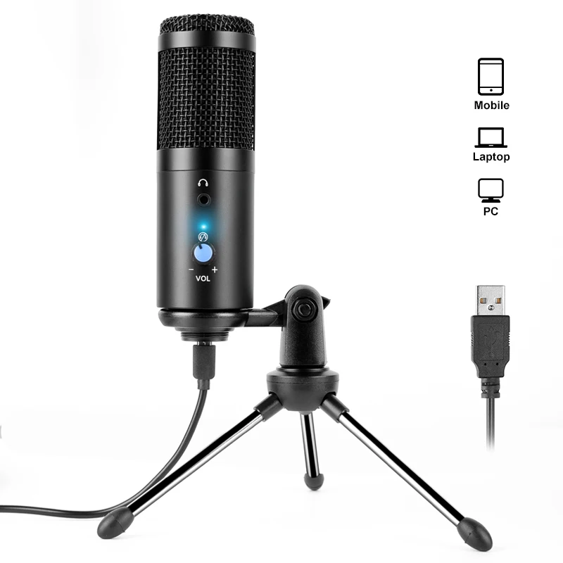 

Laptop USB Condenser Microphone Gaming Video To Sing Live Broadcast Karaoke For Pc Microfono Studio Recording With Tripod