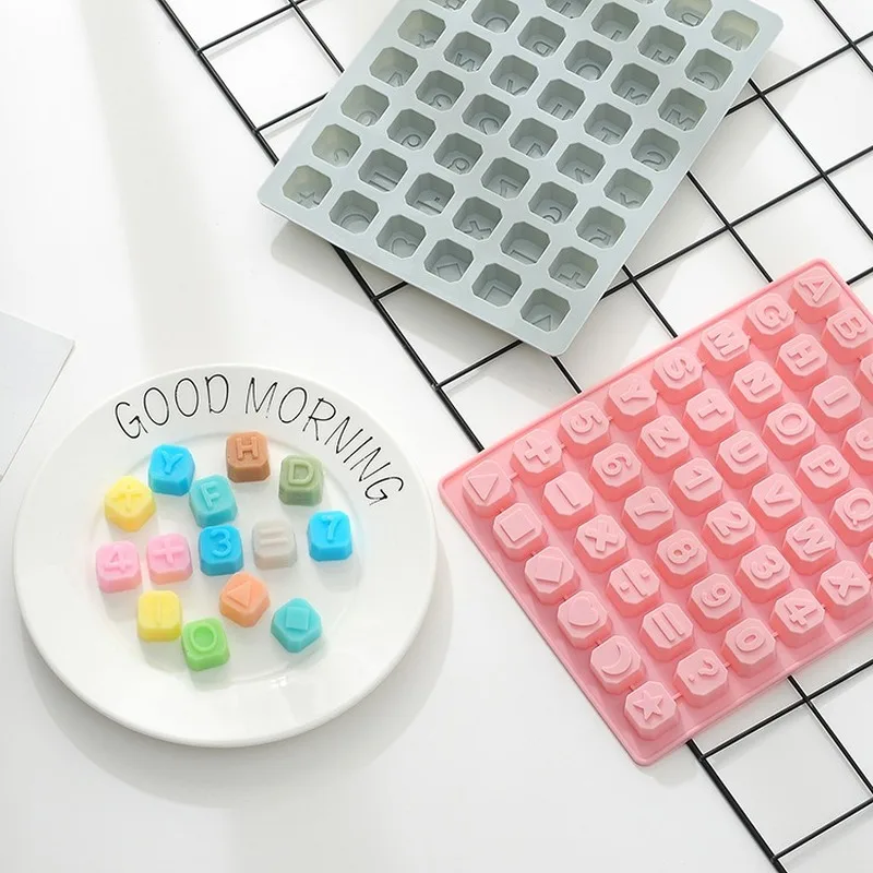 48 Grid Food Silicone Square English Alphabet + Number Cake Candy Chocolate Ice Cube Mold Kitchen Tool DIY Baking | Дом и сад